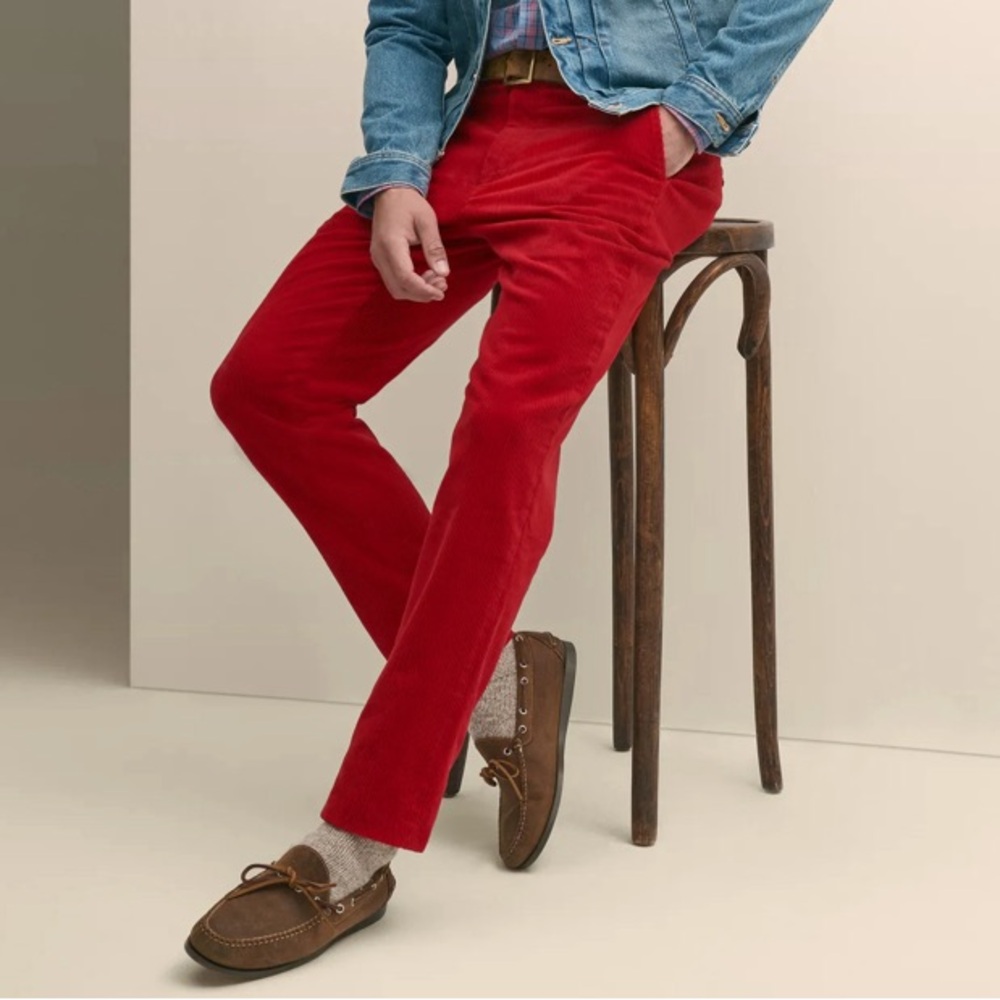 Slim Fit Men's Traditional Style Corduroy Pants/ Trousers - Red -32"Wx32"L